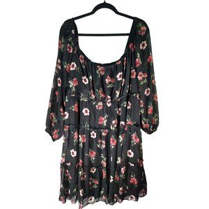 TRIXXI Floral Gauze Long Sleeve Mini Dress